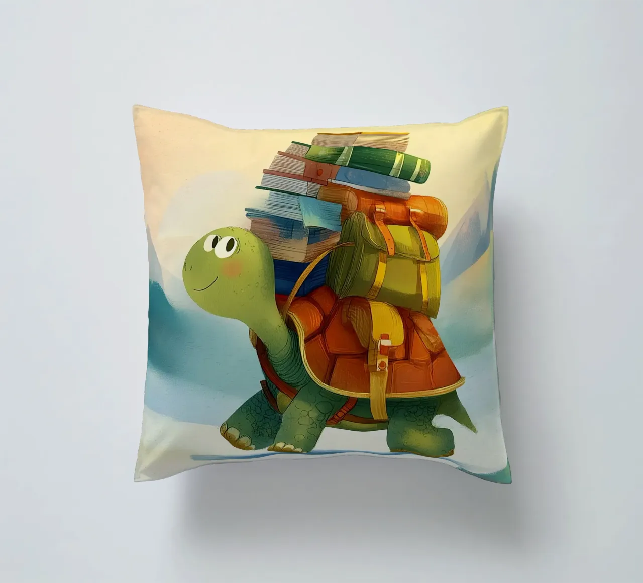The Traveling Library Turtle cuscino da Kiara