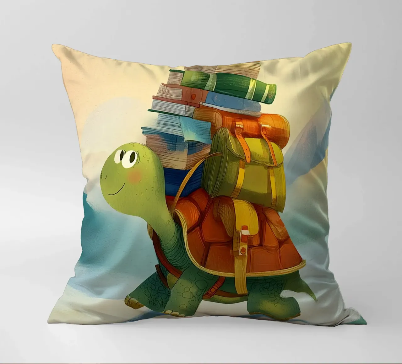 The Traveling Library Turtle cuscino da Kiara