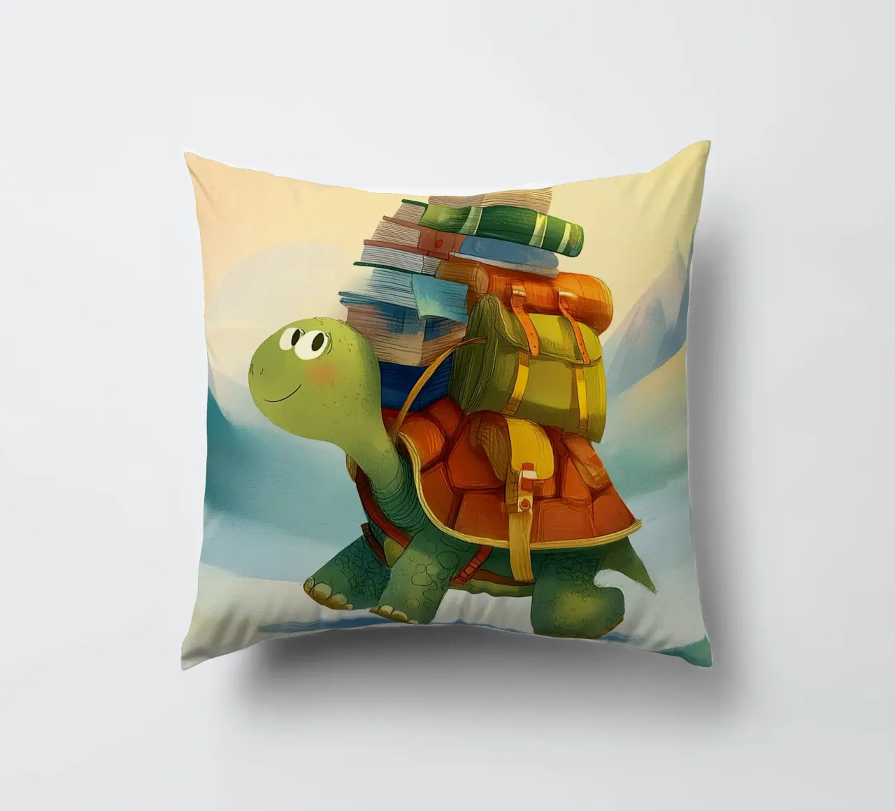 The Traveling Library Turtle cuscino da Kiara
