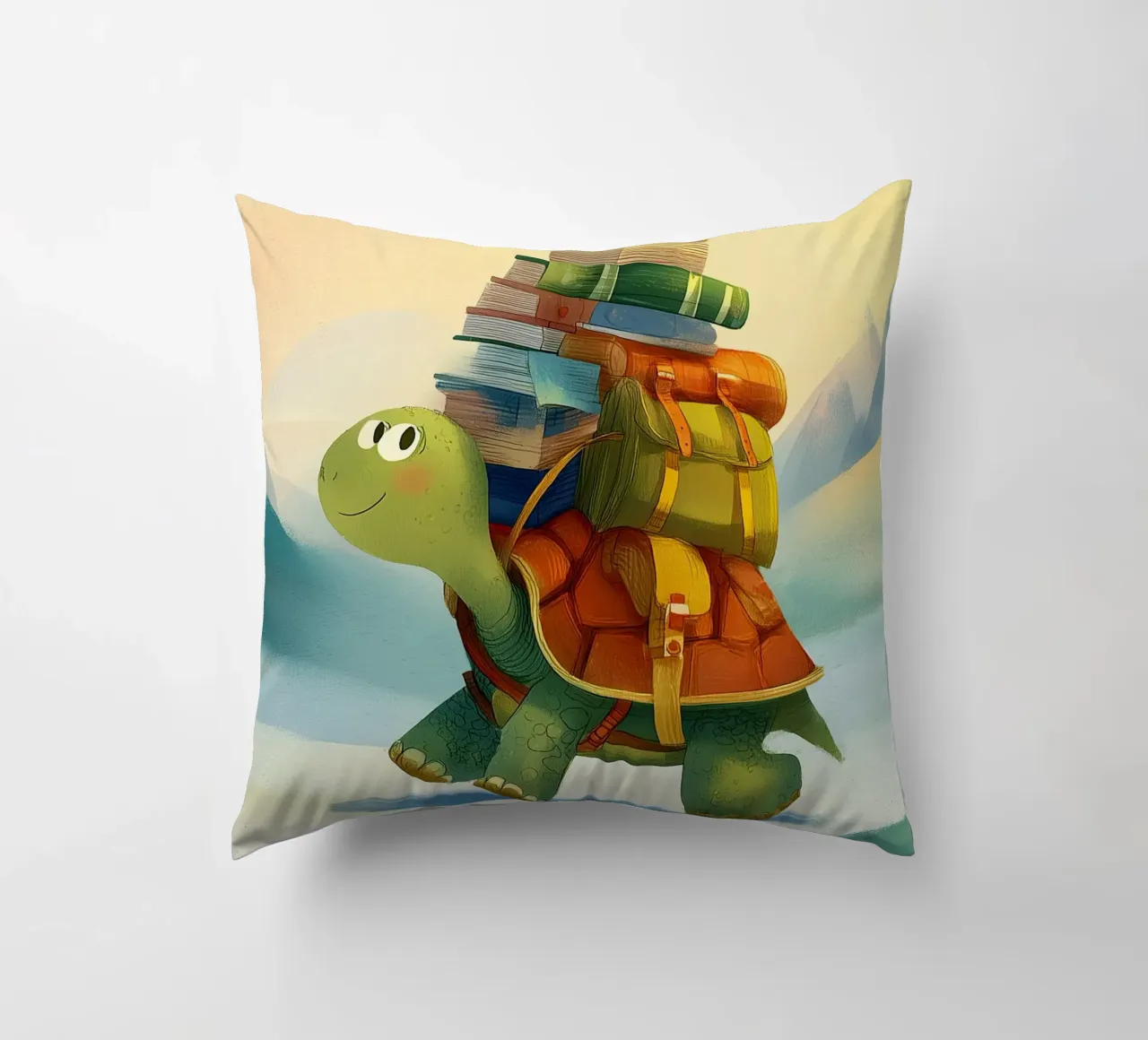 The Traveling Library Turtle cuscino da Kiara