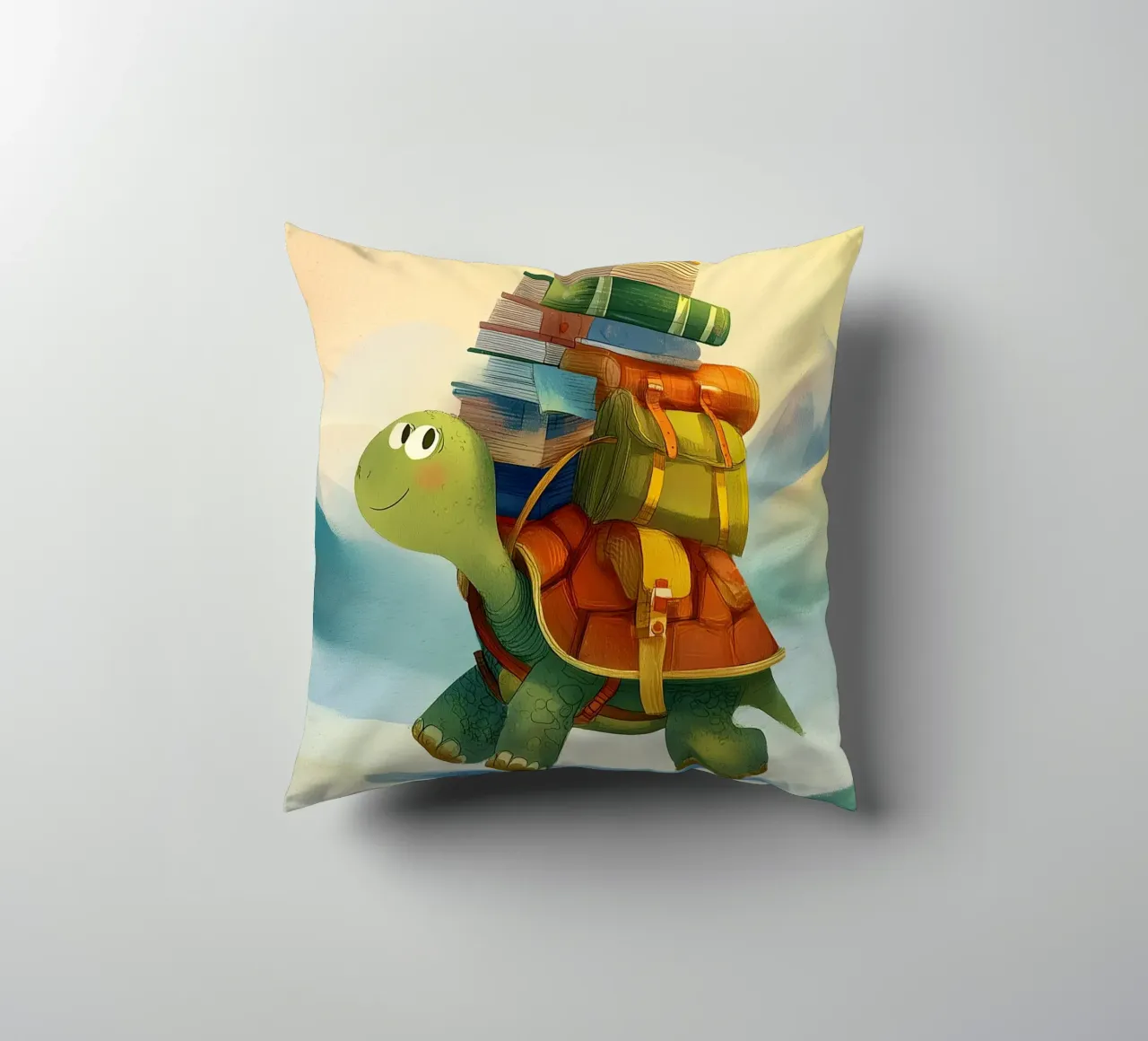 The Traveling Library Turtle cuscino da Kiara