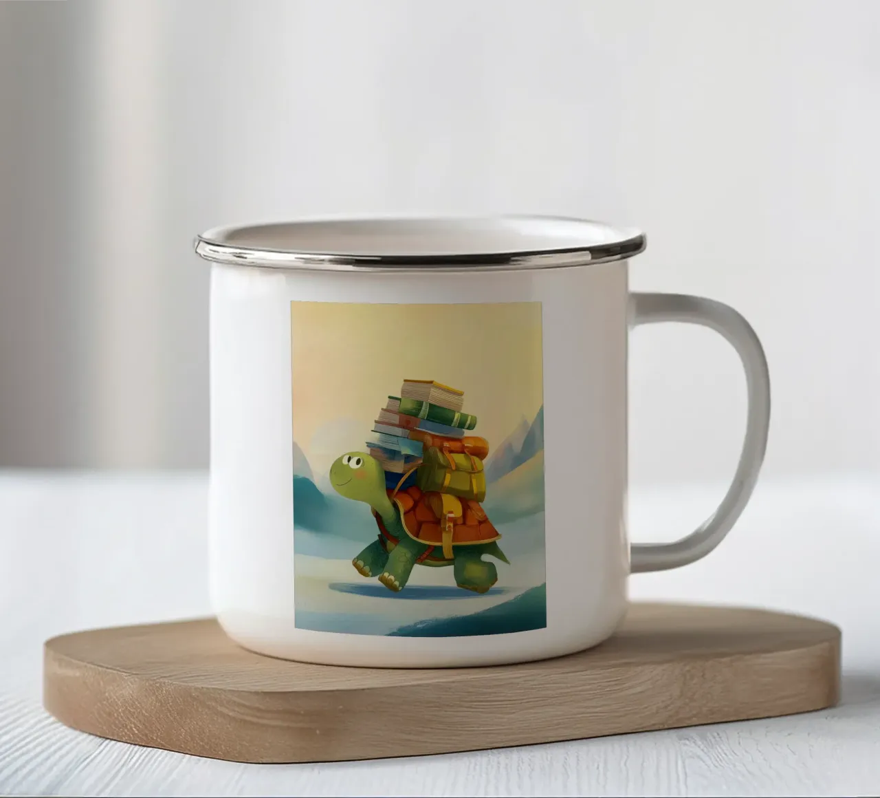 The Traveling Library Turtle tazza in smalto da Kiara