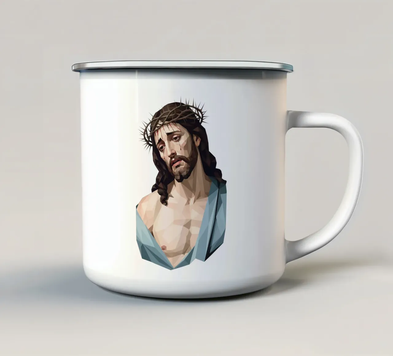 Uomo dei dolori Lowpoly tazza in smalto da Low Profile