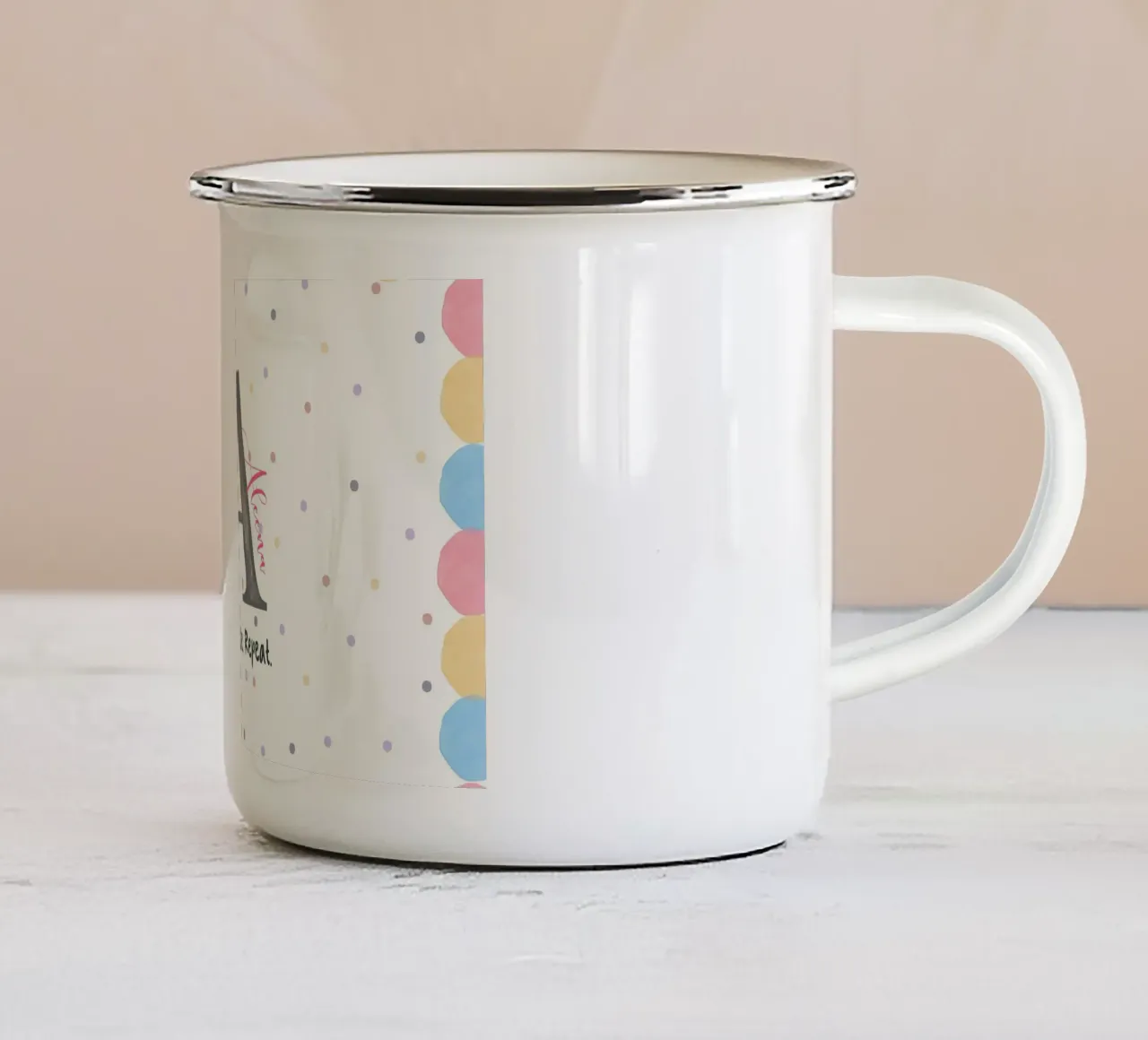 Make It Yours - Individueller Name, Zitat & Hintergrundkunst Emaille Tasse von Doodle Dreams Art