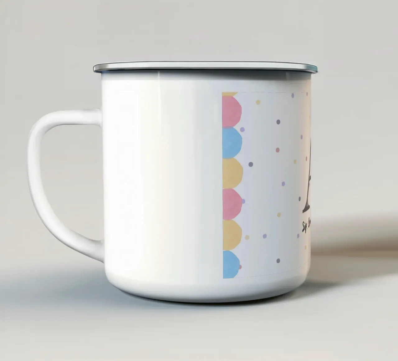 Make It Yours - Individueller Name, Zitat & Hintergrundkunst Emaille Tasse von Doodle Dreams Art