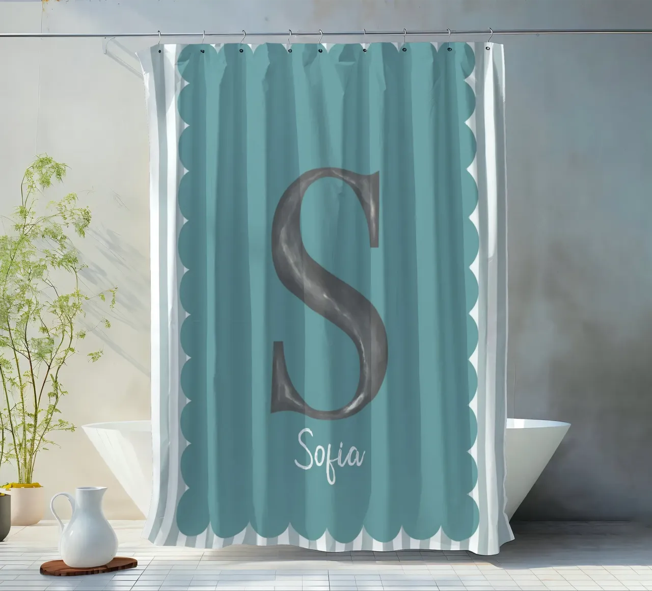 Make It Yours – Custom Name, Quote & Background Art shower curtain by Doodle Dreams Art