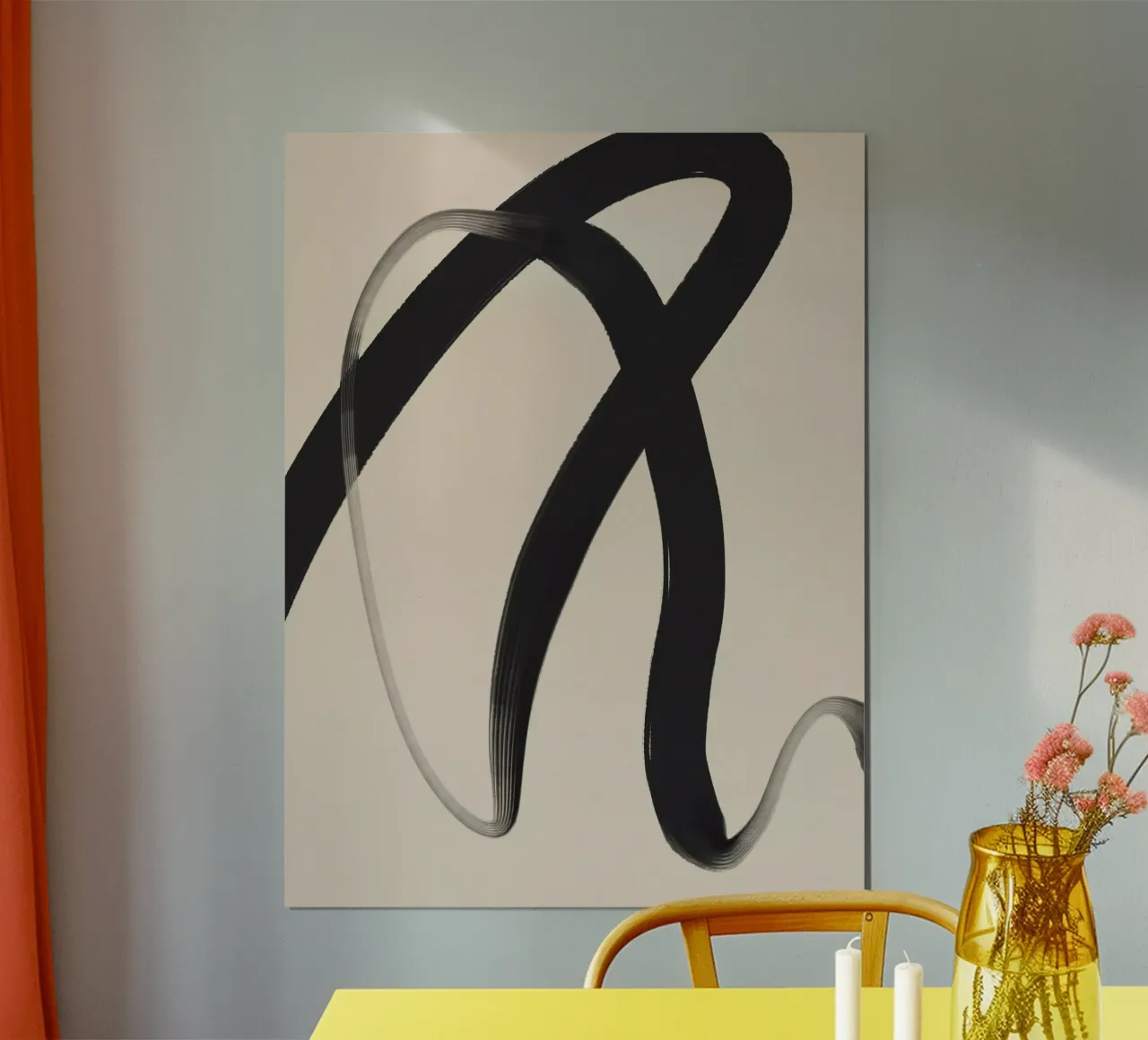Black Strokes No 25 poster con telaio in legno da treechild