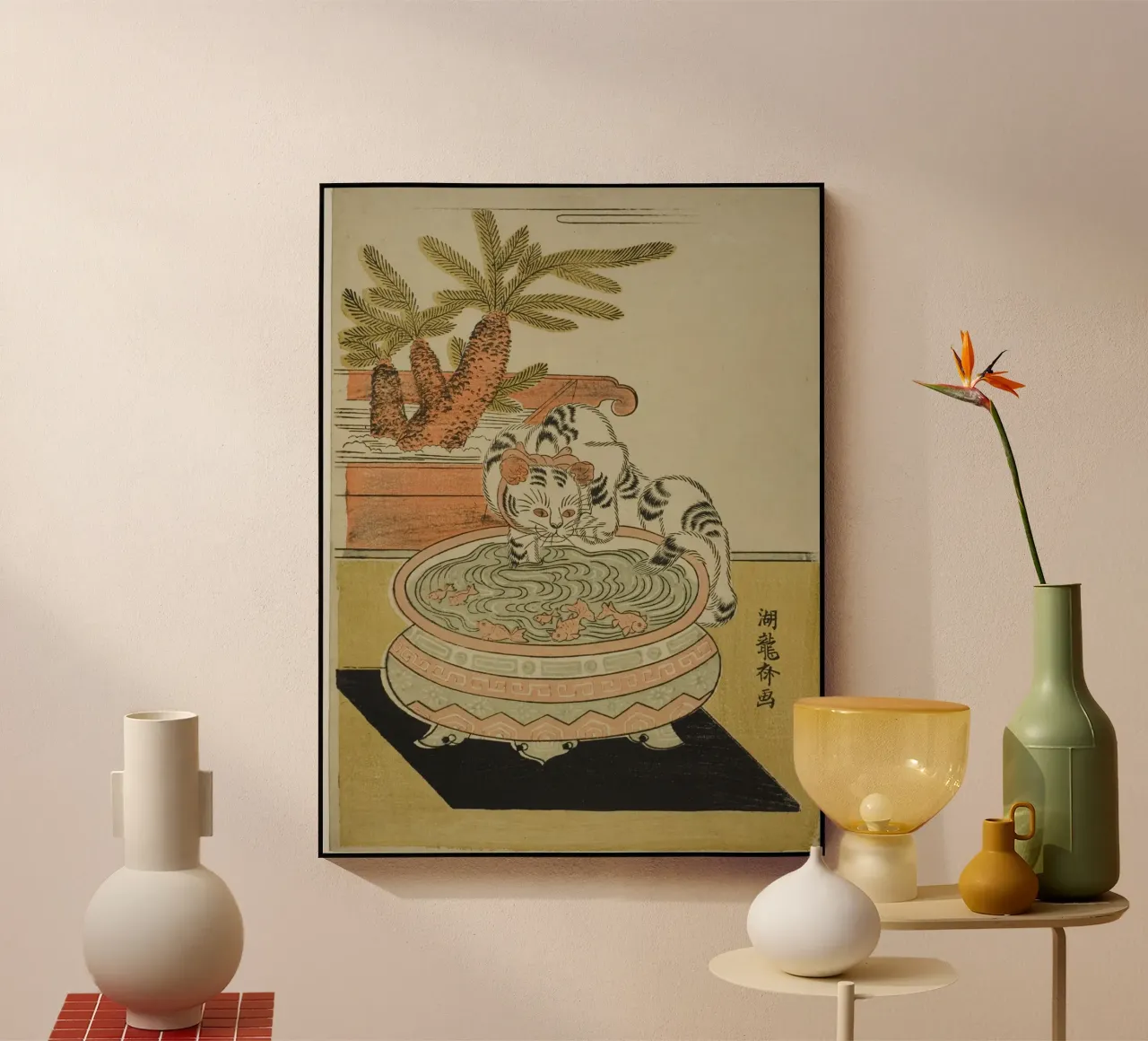 Cat Pawing at Goldfish plexiglass da vintageshop