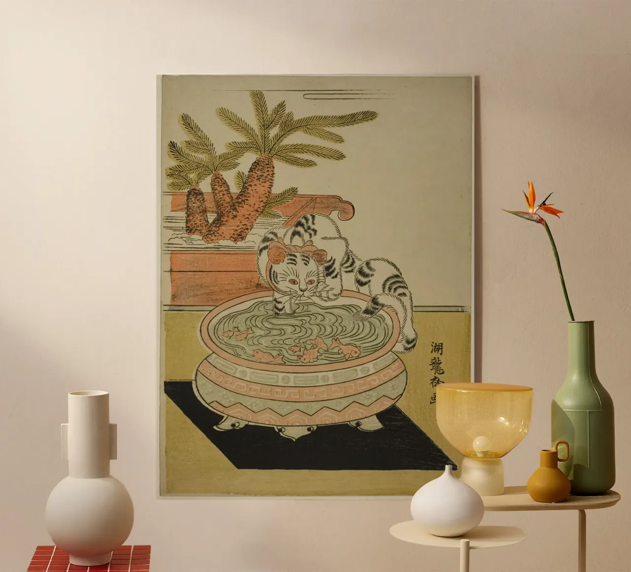 Cat Pawing at Goldfish plexiglass da vintageshop