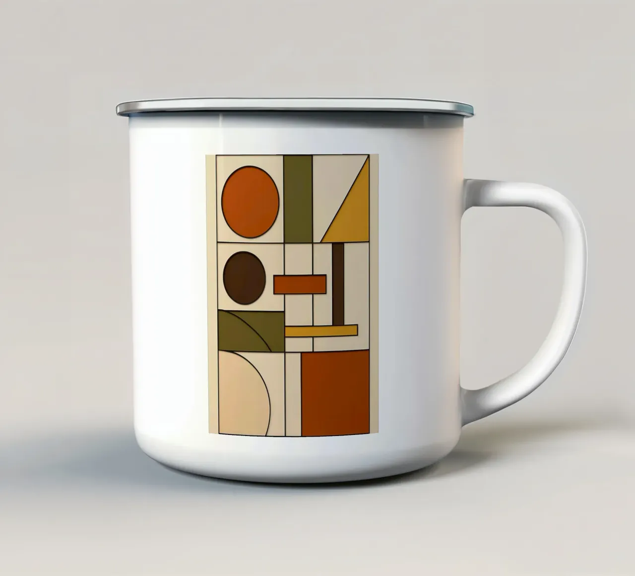 Bauhaus astratto di metà secolo tazza in smalto da ARTOMATIC