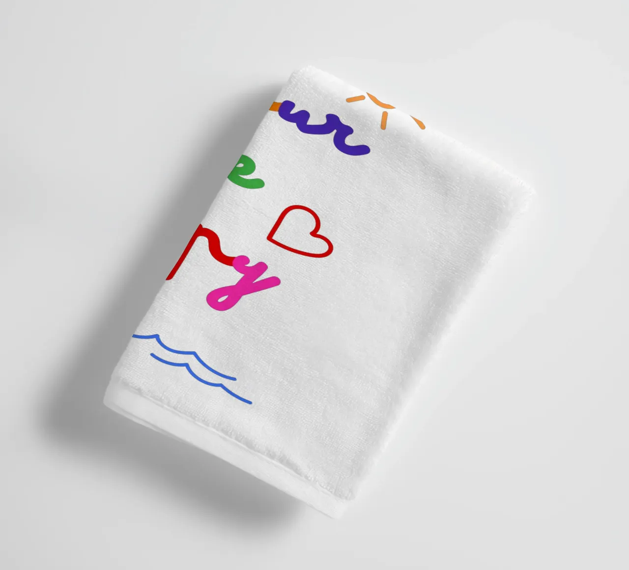 Colour Me Happy • Rainbow Script Typography Art for Kids towel by Dominique Vari Words
