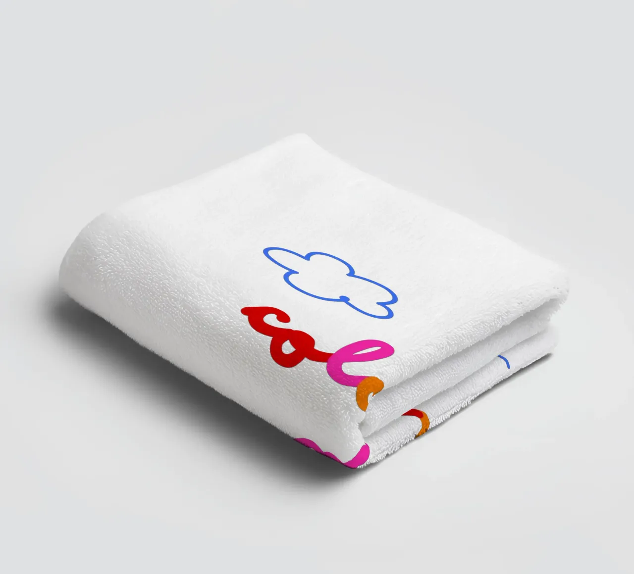 Colour Me Happy • Rainbow Script Typography Art for Kids towel by Dominique Vari Words