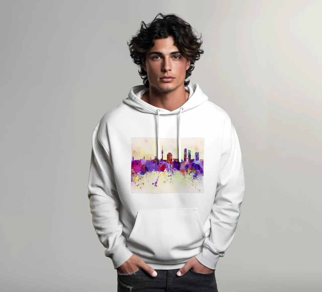 Lo skyline di Monaco felpa con cappuccio da 🎁 NOBELART