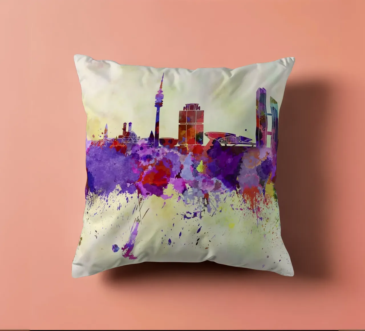 Lo skyline di Monaco cuscino da 🎁 NOBELART