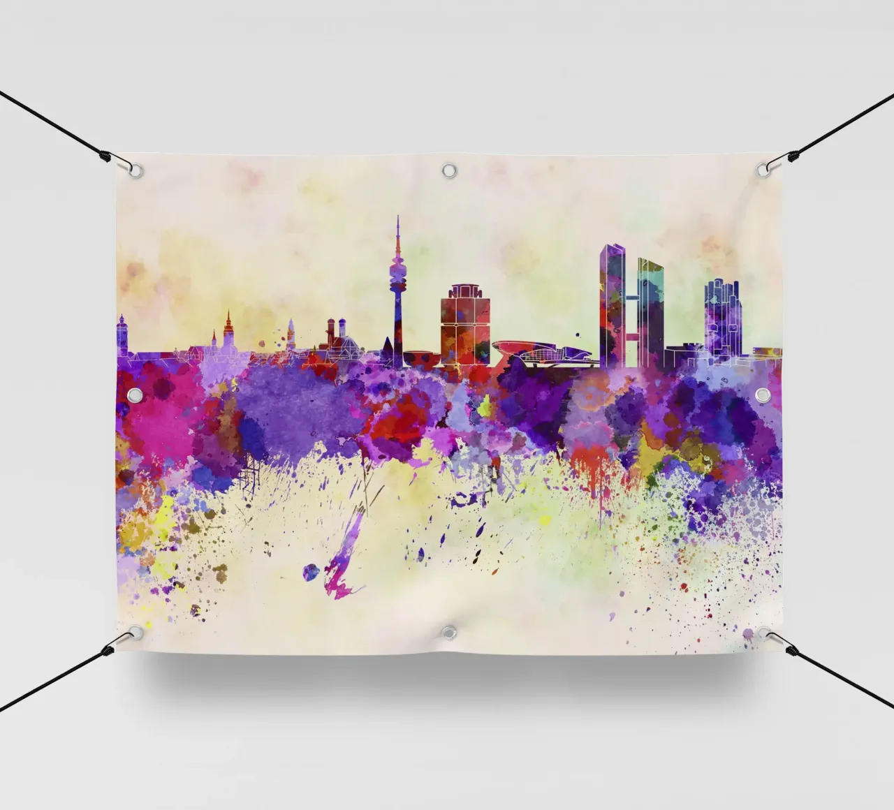 Lo skyline di Monaco telo in pvc da 🎁 NOBELART