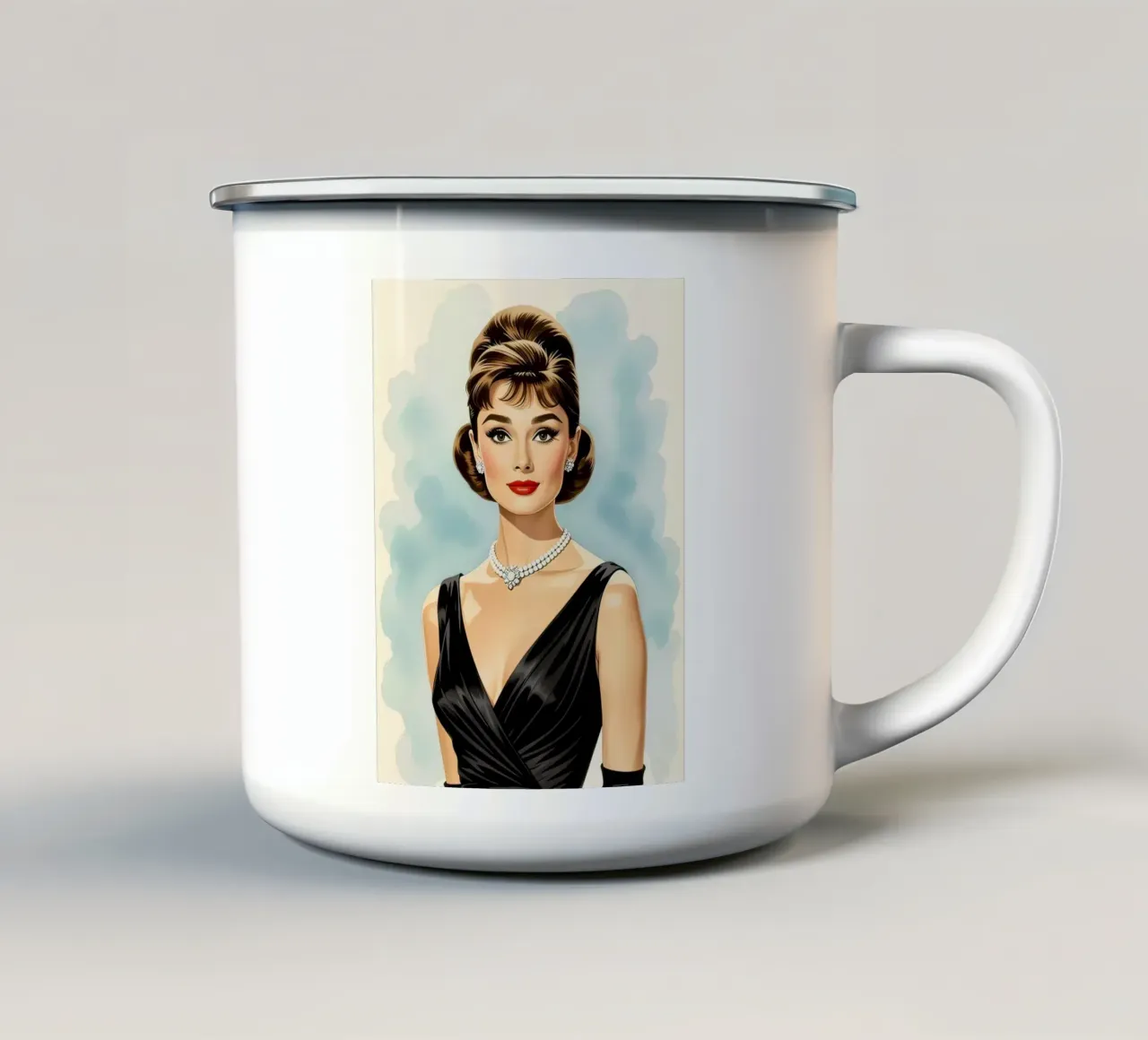 Audrey Hepburn tazza in smalto da 🎁 NOBELART