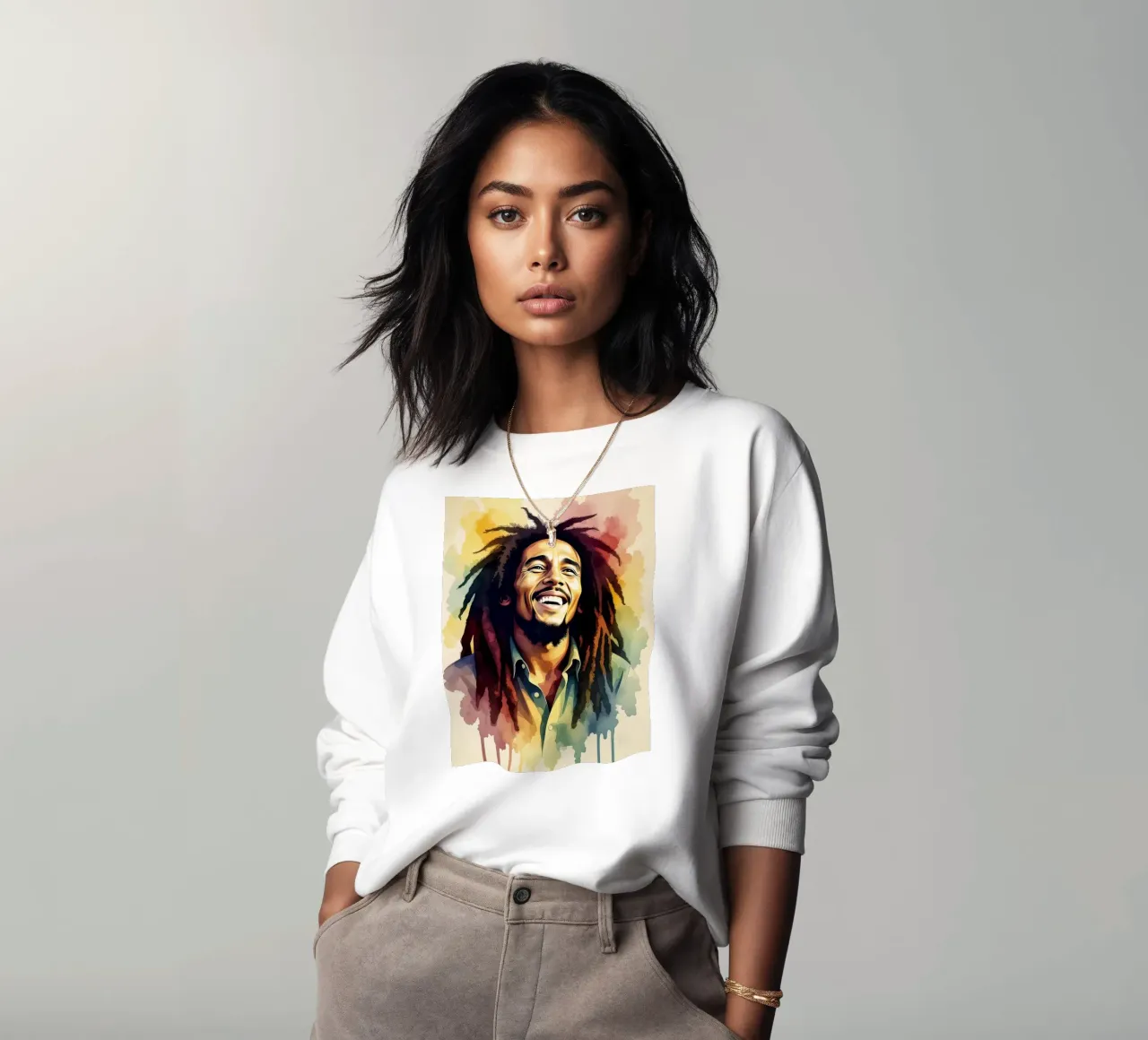 Bob Marley in acquerello felpa da 🎁 NOBELART
