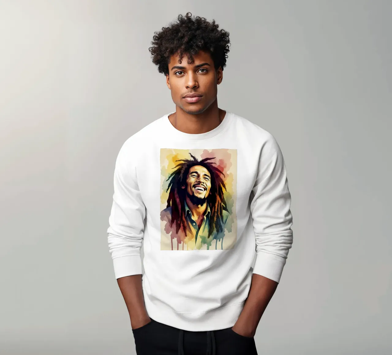 Bob Marley in acquerello felpa da 🎁 NOBELART