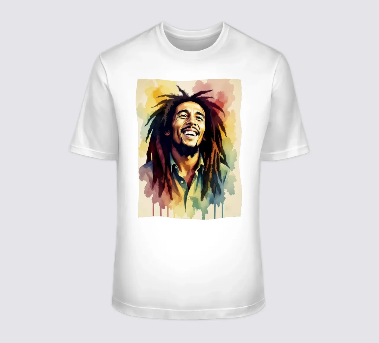 Bob Marley in acquerello t-shirt da 🎁 NOBELART