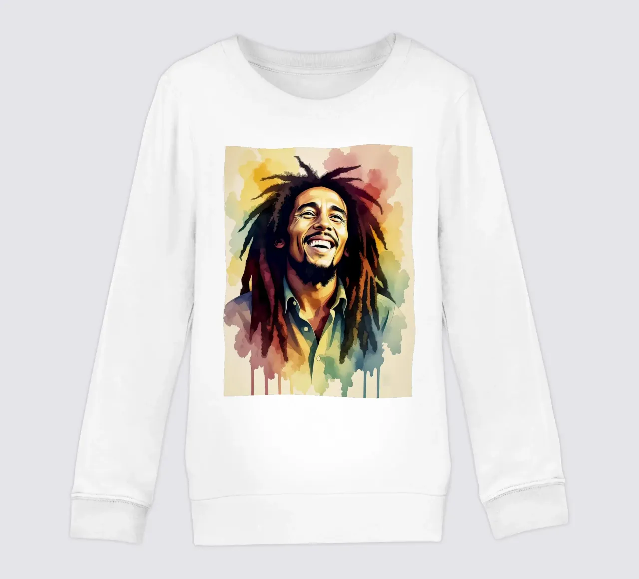 Bob Marley in acquerello felpa bambino da 🎁 NOBELART