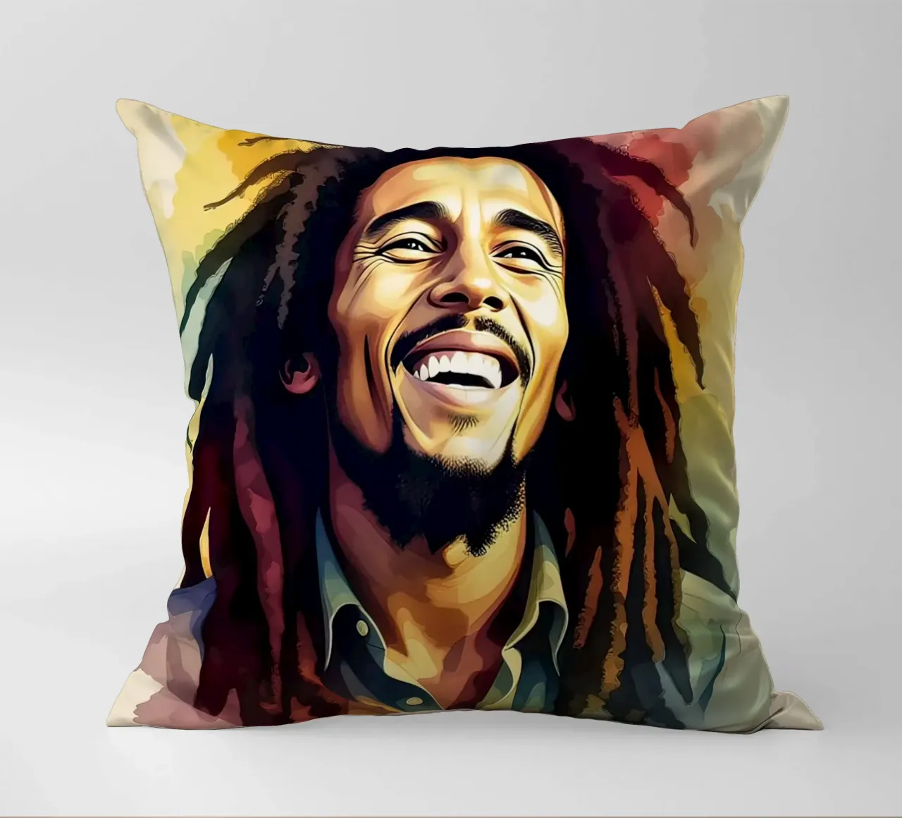 Bob Marley in acquerello cuscino da 🎁 NOBELART
