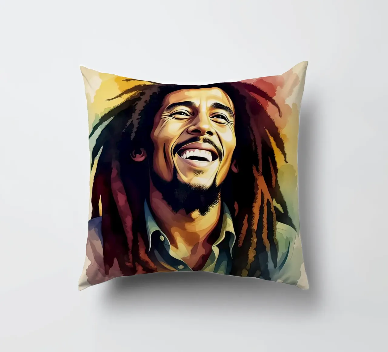 Bob Marley in acquerello cuscino da 🎁 NOBELART