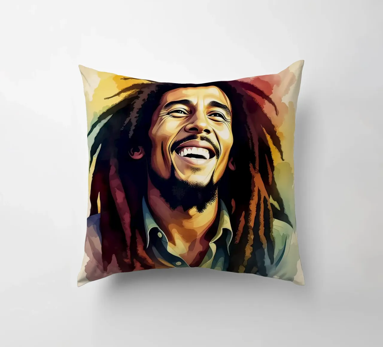 Bob Marley in acquerello cuscino da 🎁 NOBELART