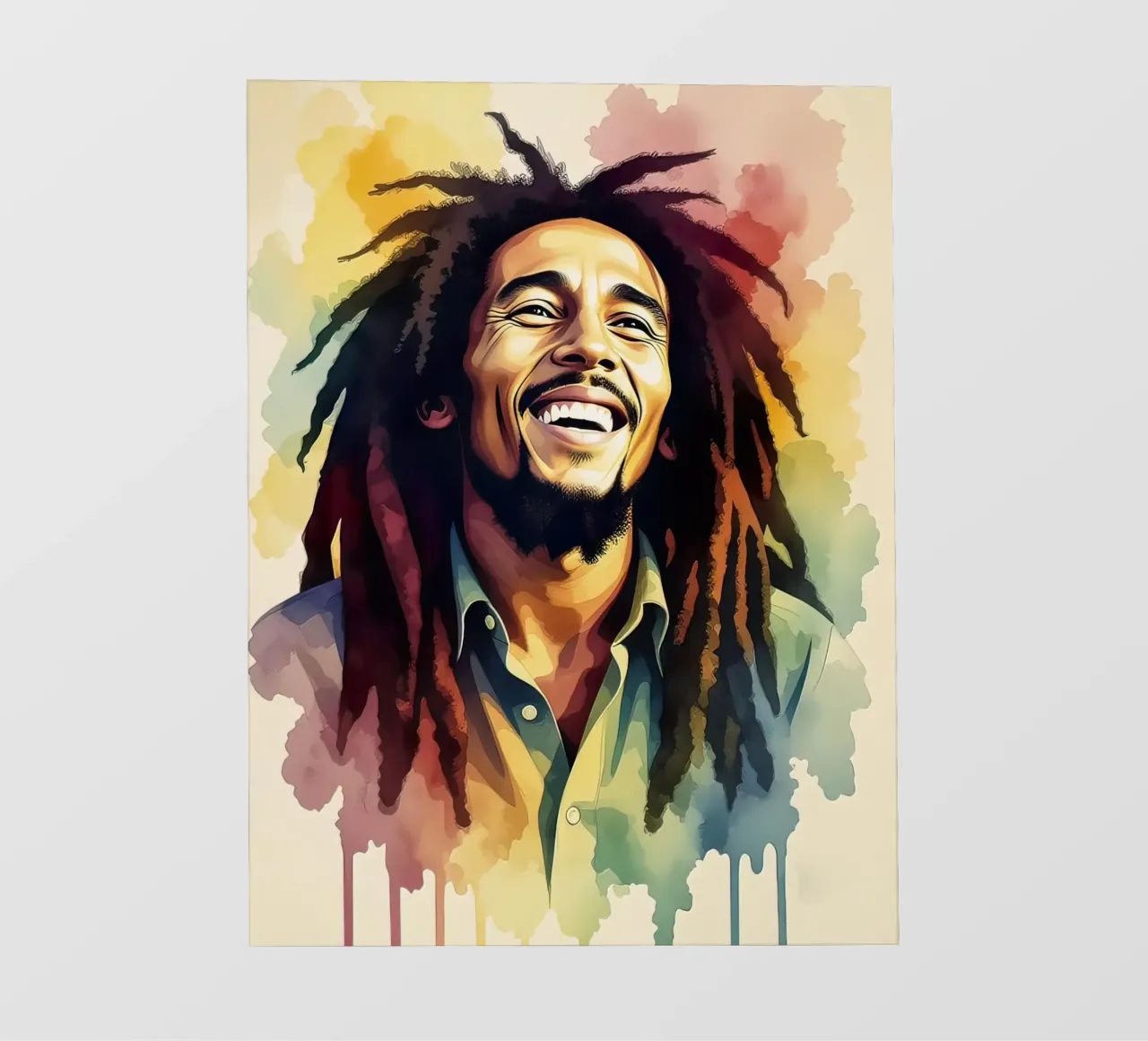 Bob Marley in acquerello pellicola backlit da 🎁 NOBELART