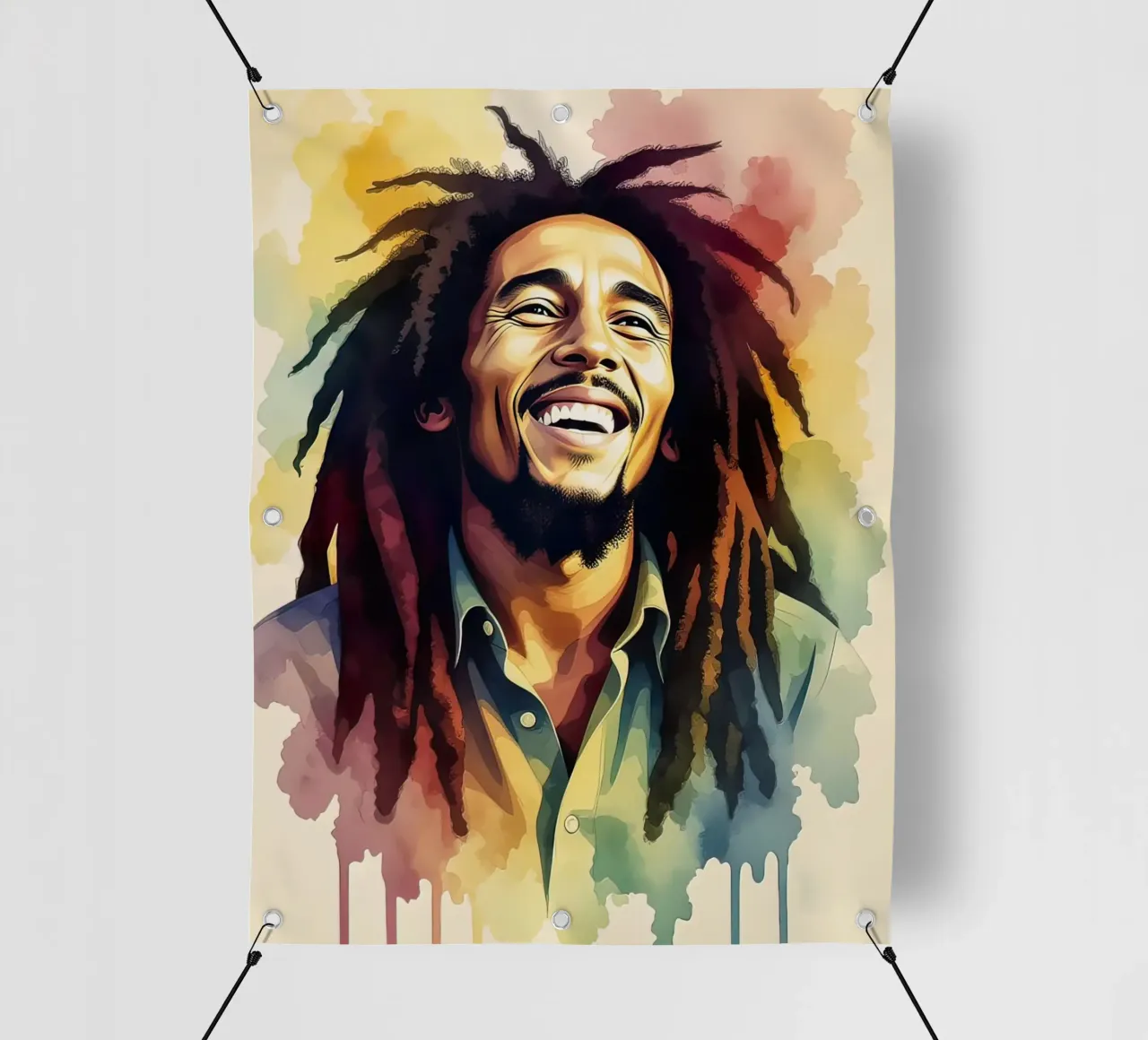 Bob Marley in acquerello telo in pvc da 🎁 NOBELART