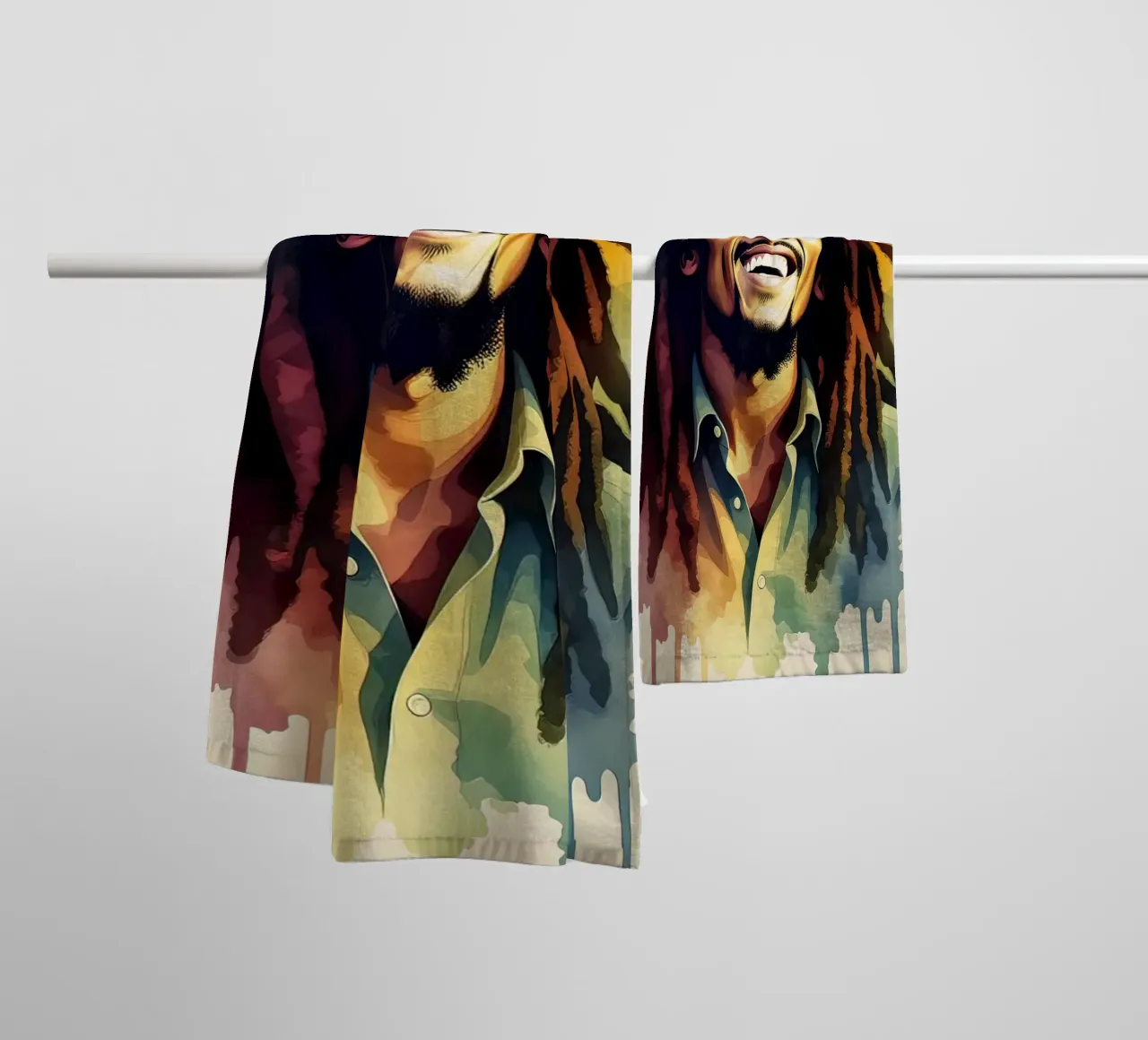 Bob Marley in acquerello asciugamano da bagno da 🎁 NOBELART