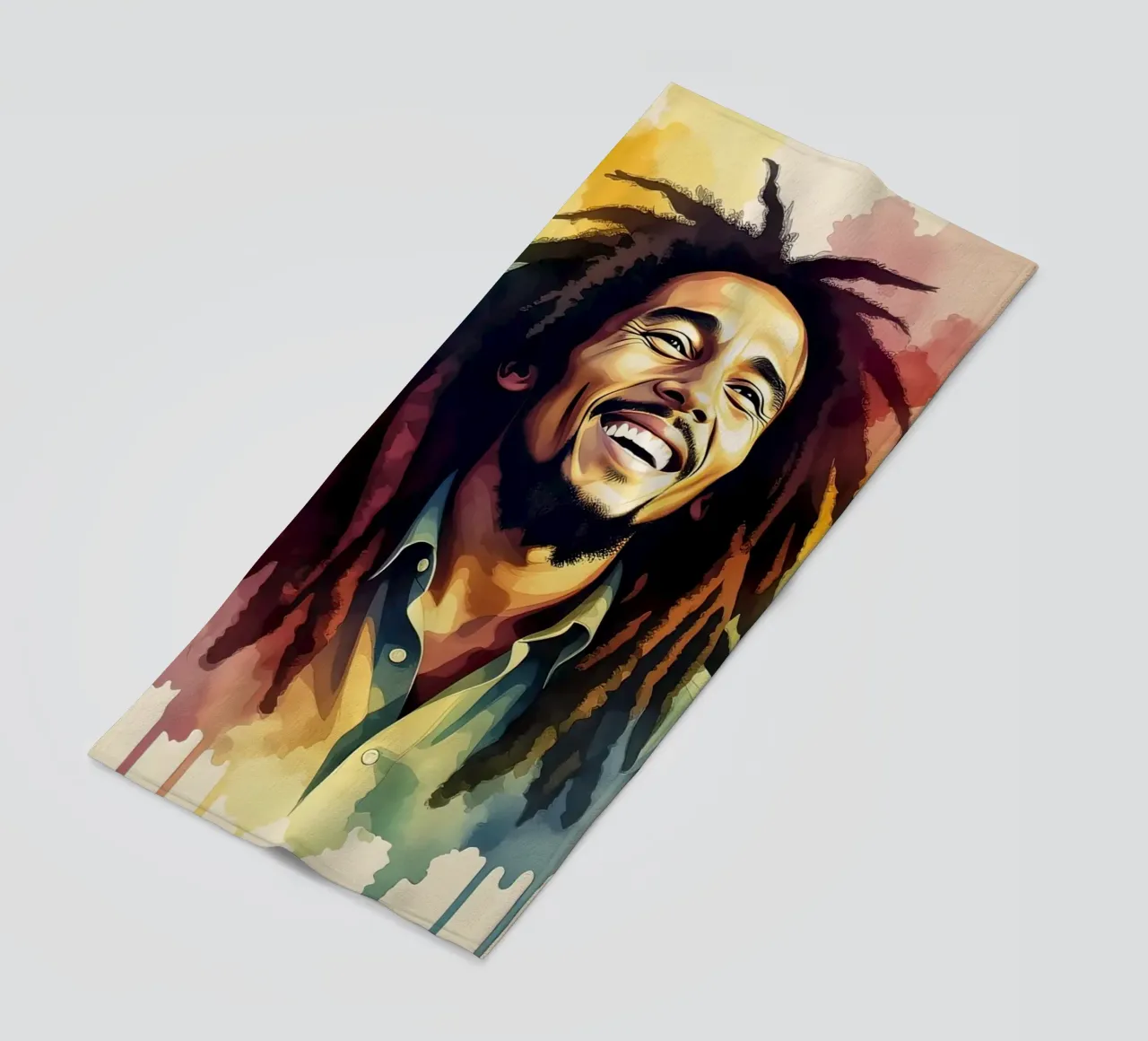 Bob Marley in acquerello telo mare da 🎁 NOBELART
