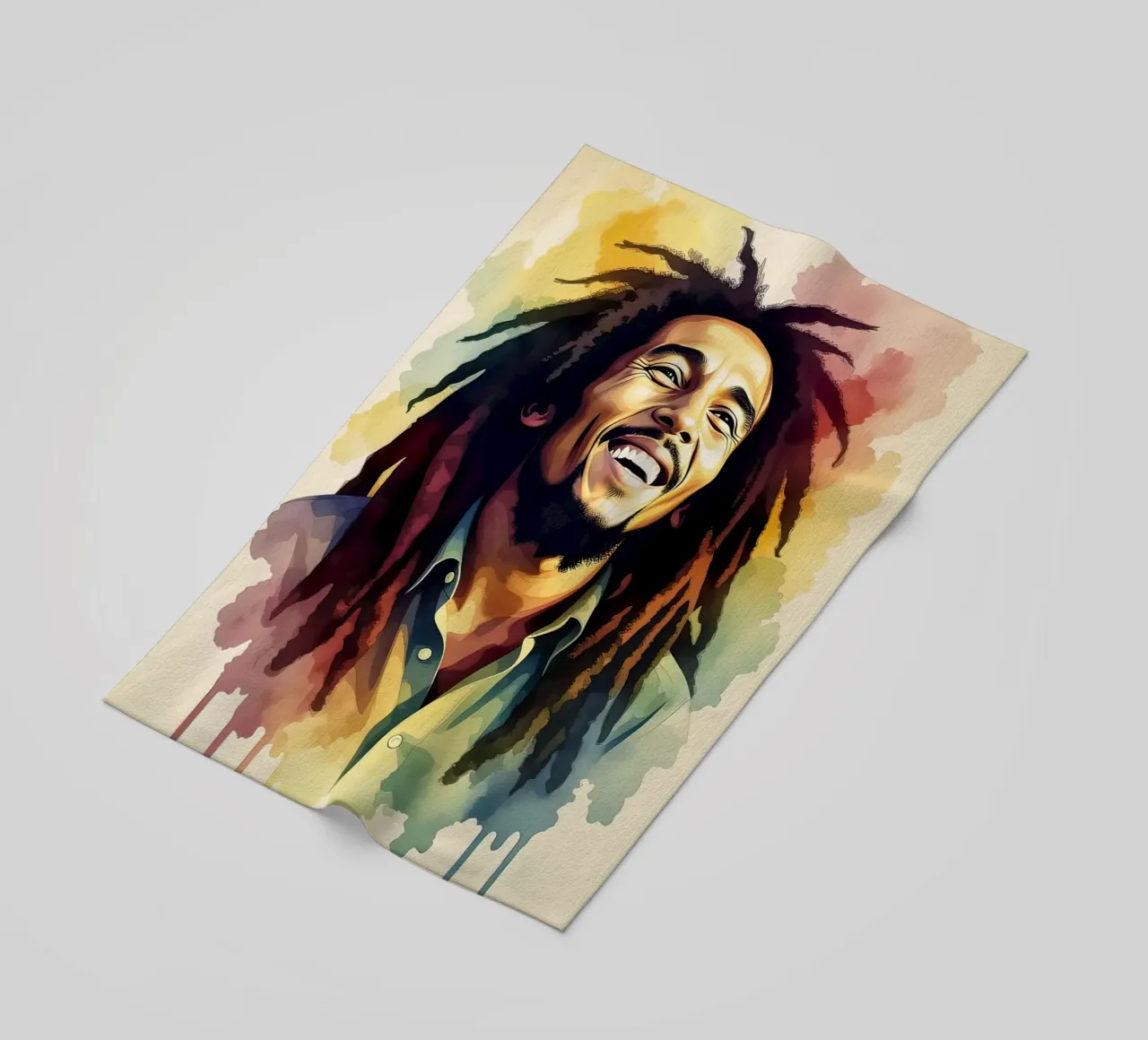 Bob Marley in acquerello telo mare da 🎁 NOBELART