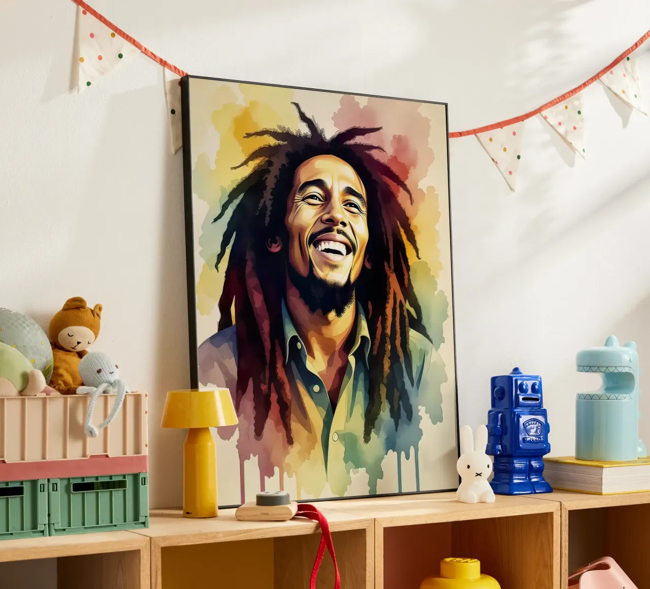 Bob Marley in acquerello alluminio dibond da 🎁 NOBELART