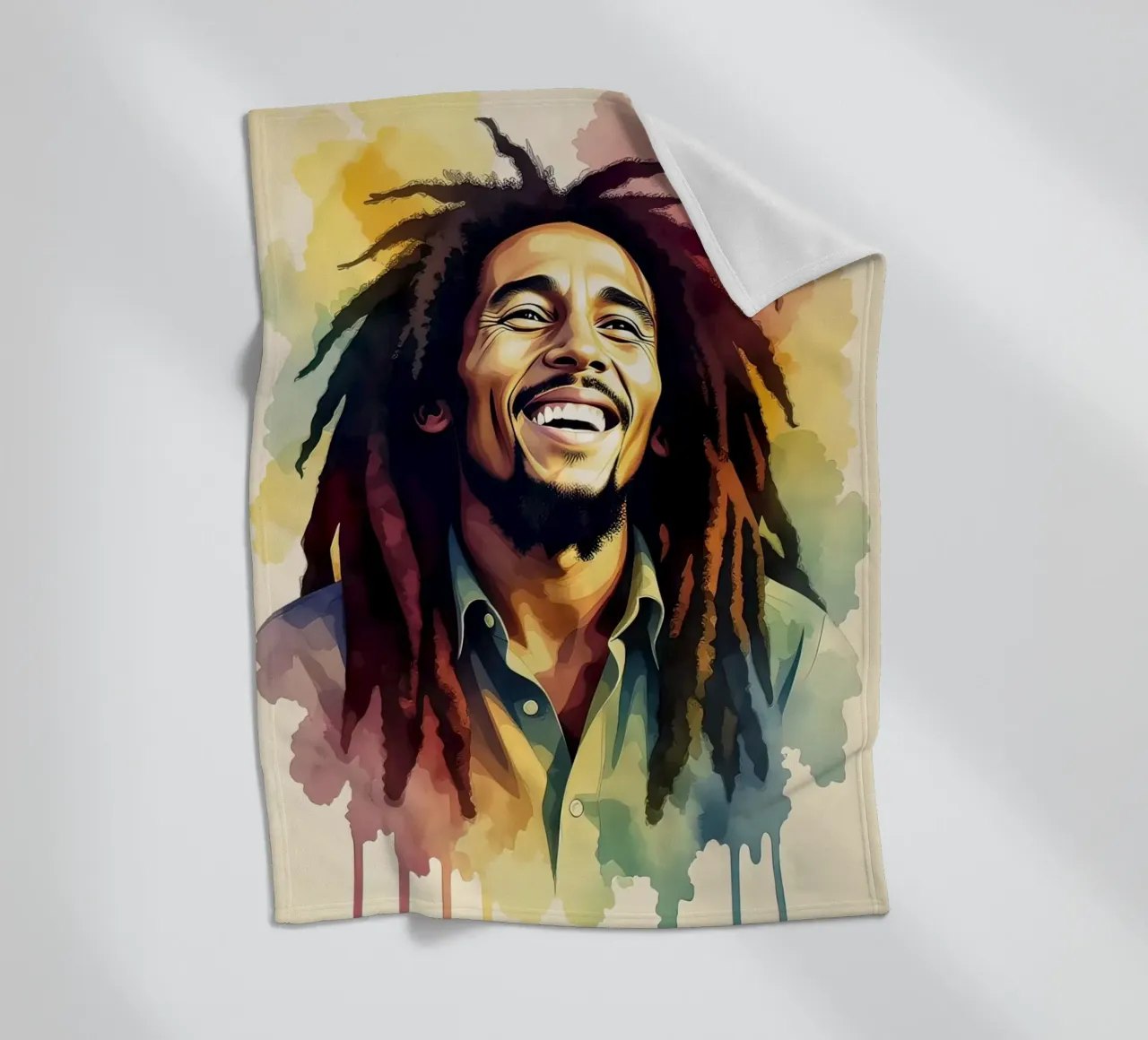 Bob Marley in acquerello coperta in pile da 🎁 NOBELART