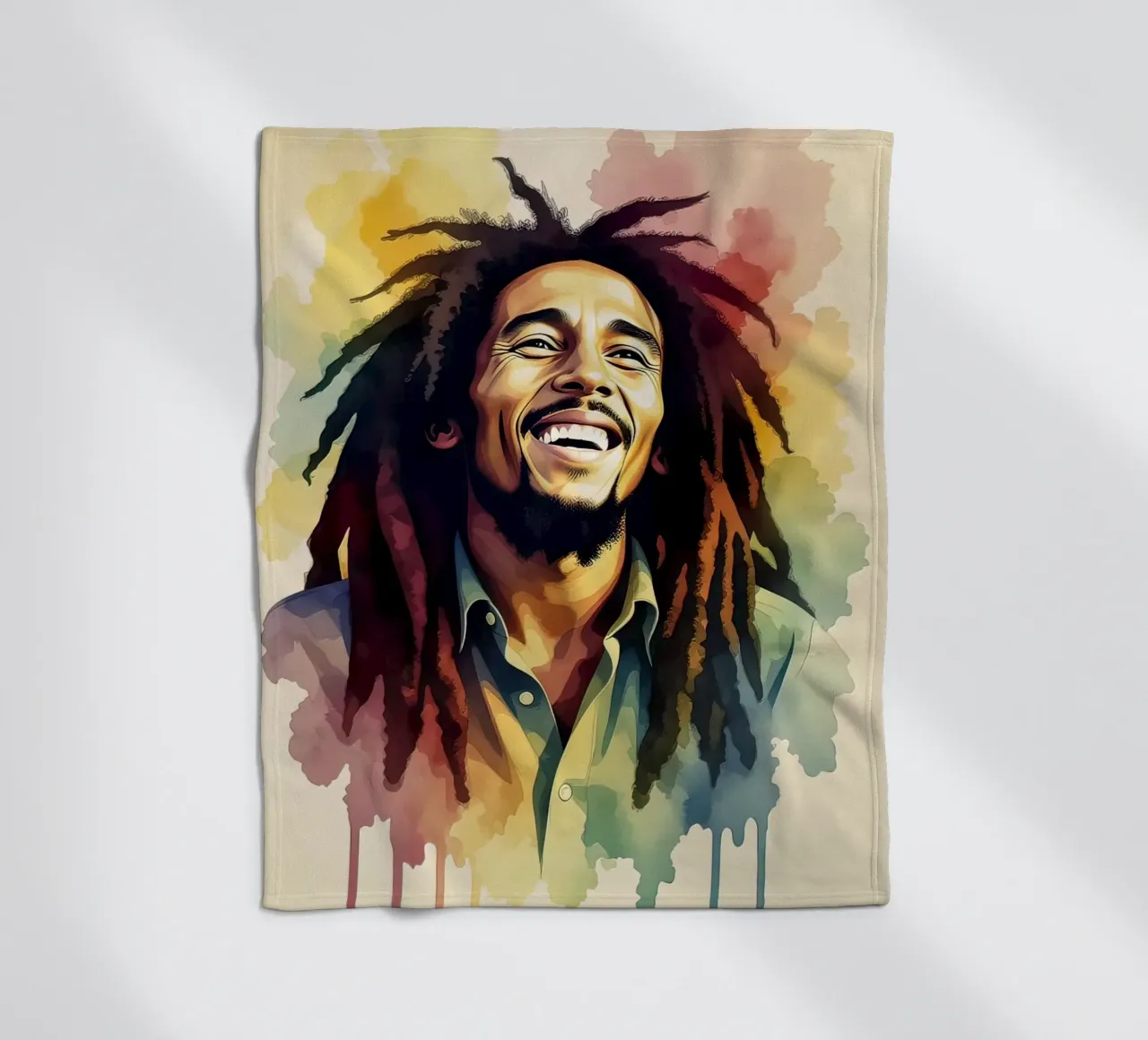 Bob Marley in acquerello coperta in pile da 🎁 NOBELART
