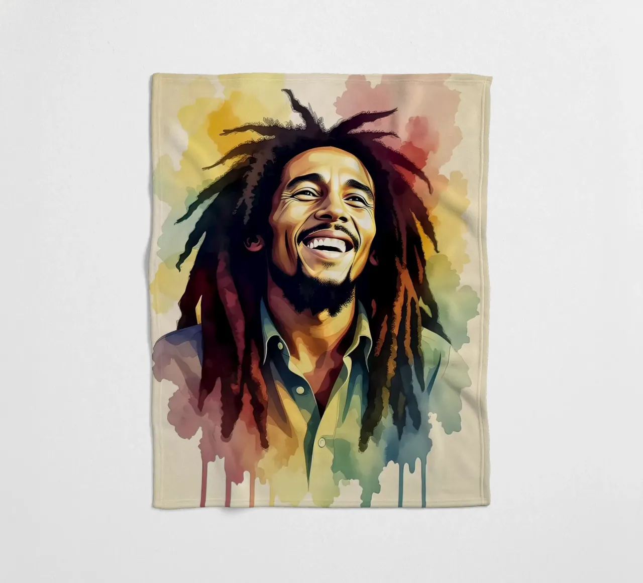 Bob Marley in acquerello coperta in pile da 🎁 NOBELART