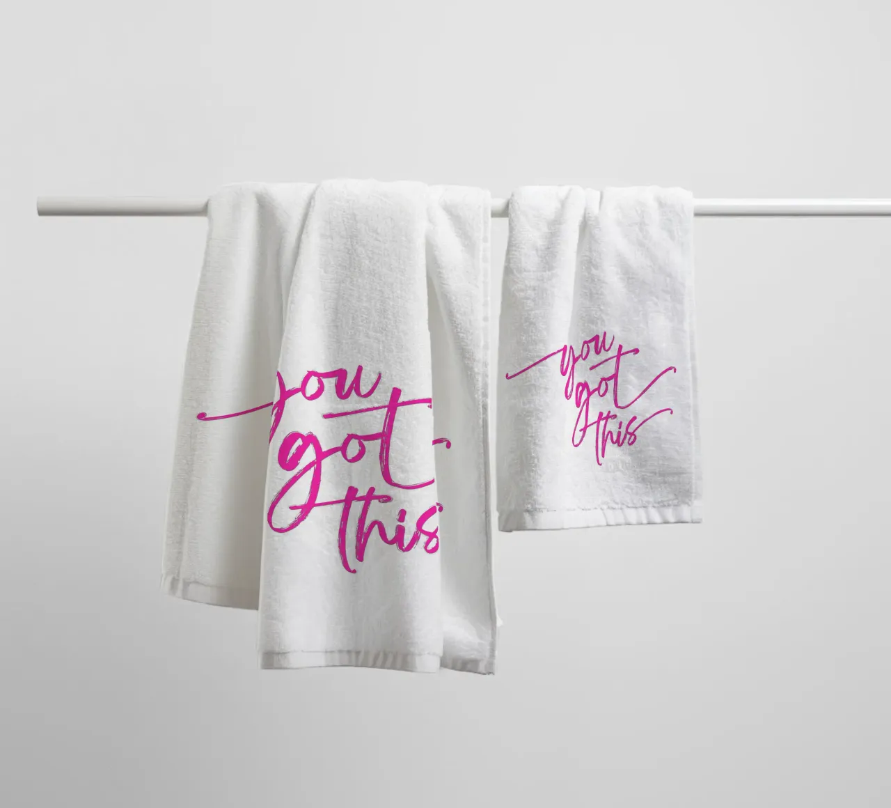 You Got This • Motivational Preppy Script Typography towel by Dominique Vari Words