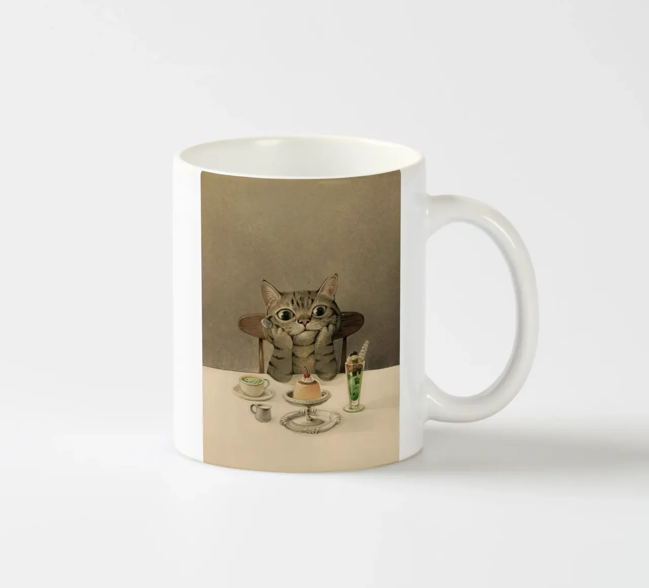 cat thinking tazza in ceramica da ryan