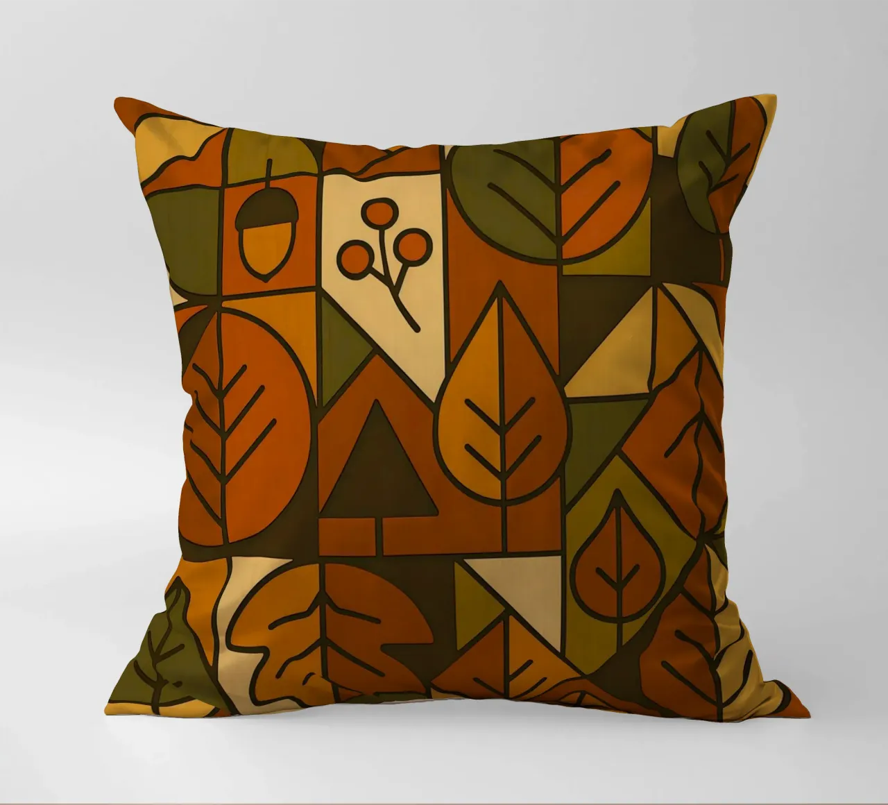 Autumn Motifs With Abstract And Minimalist Geometry decorative cushion by ARTOMATIC