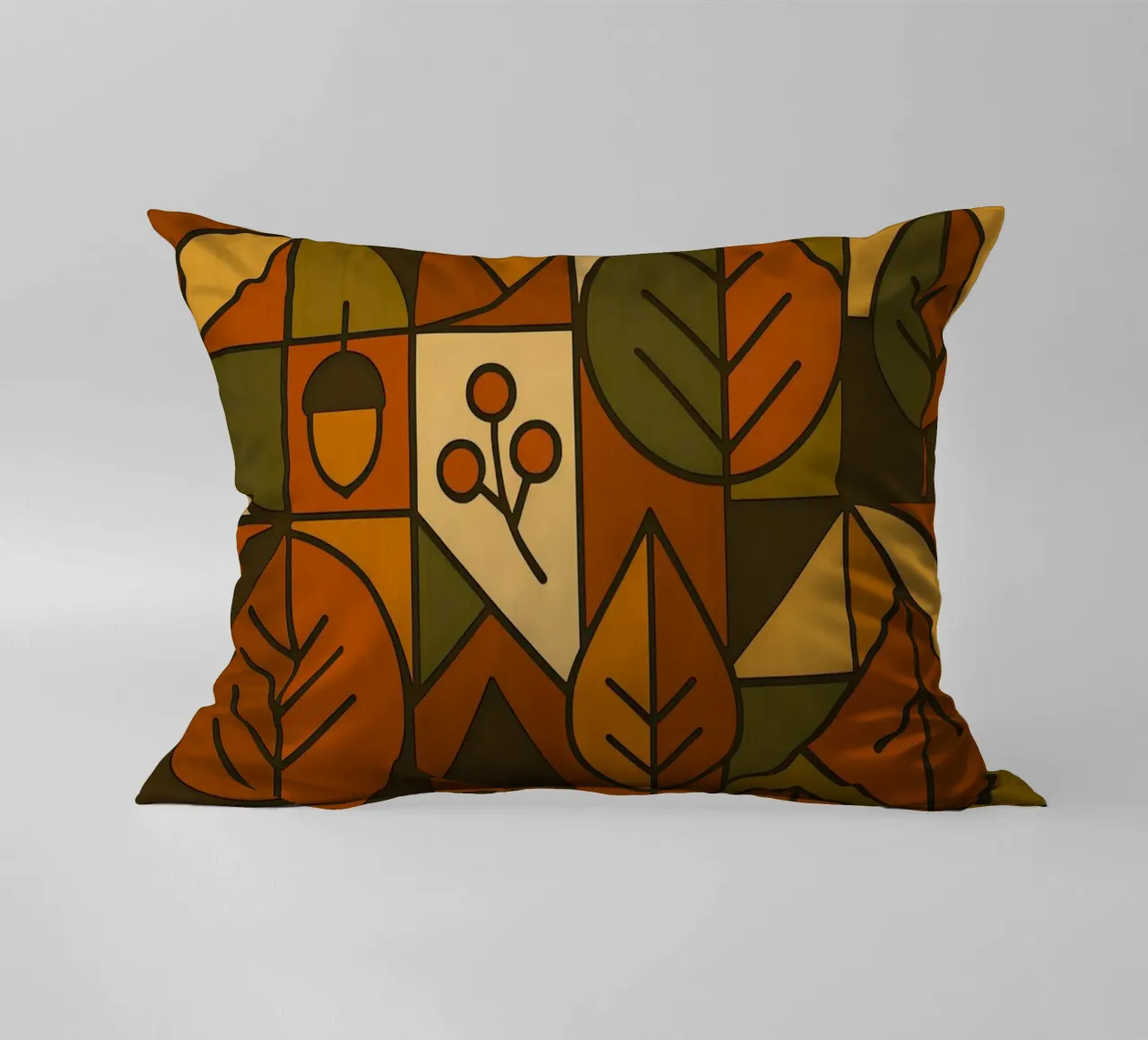 Autumn Motifs With Abstract And Minimalist Geometry decorative cushion by ARTOMATIC