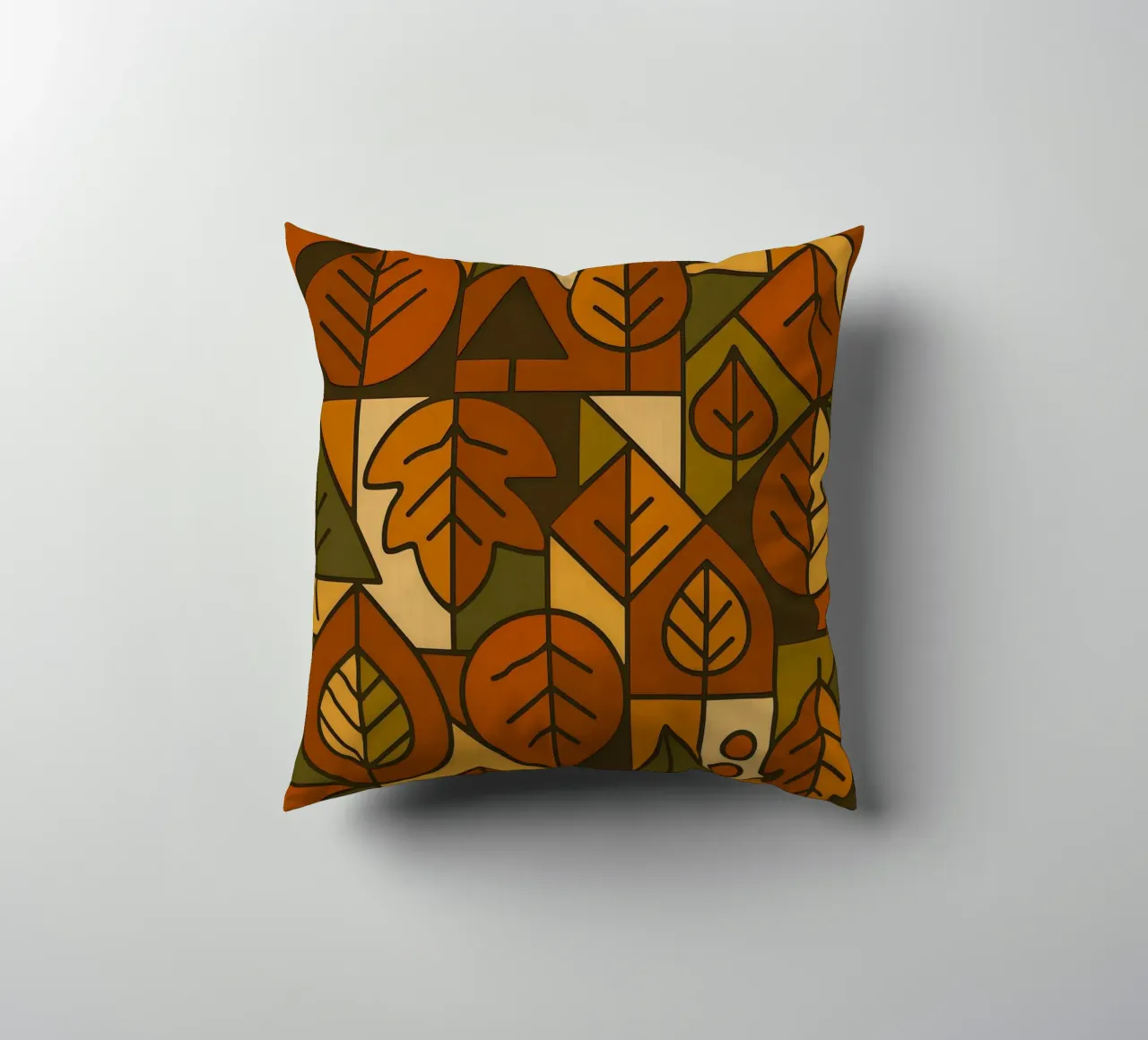 Autumn Motifs With Abstract And Minimalist Geometry decorative cushion by ARTOMATIC