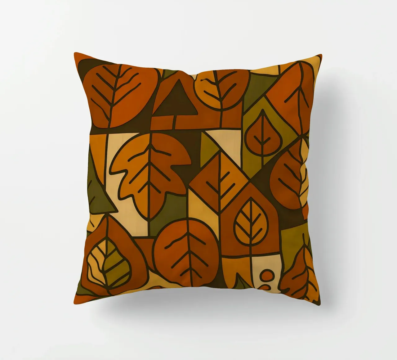 Autumn Motifs With Abstract And Minimalist Geometry decorative cushion by ARTOMATIC