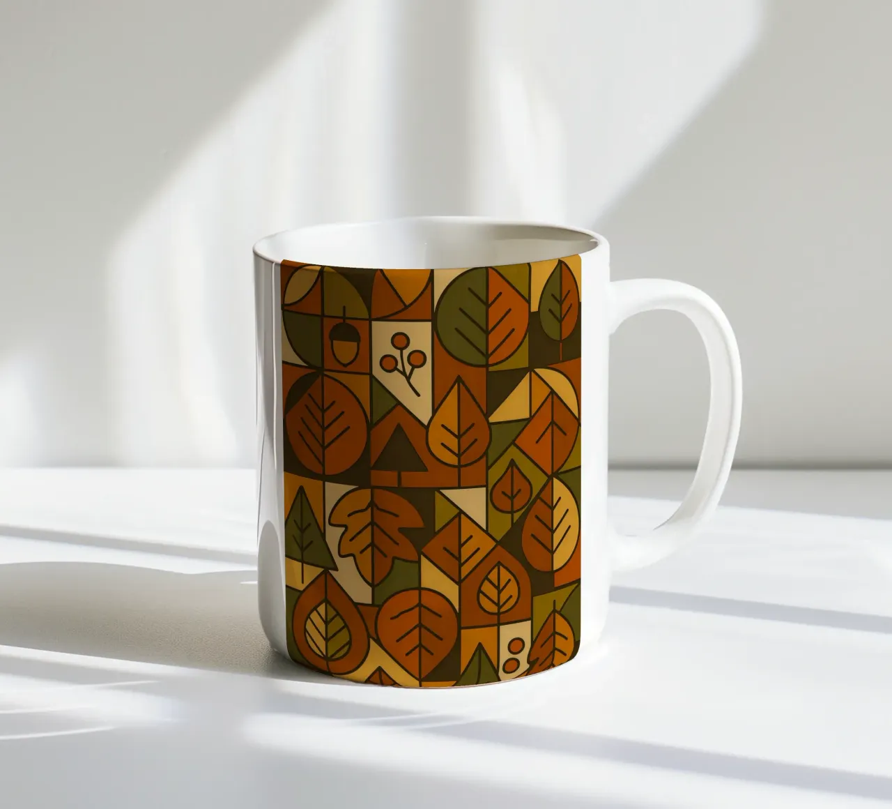 Autumn Motifs With Abstract And Minimalist Geometry ceramic mug by ARTOMATIC