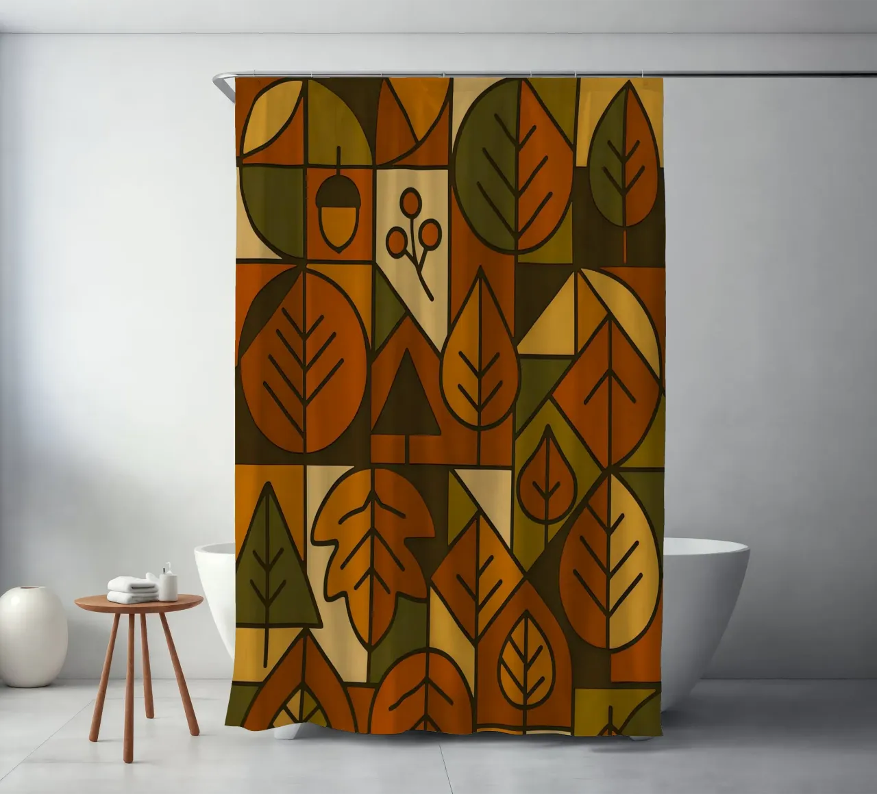 Autumn Motifs With Abstract And Minimalist Geometry shower curtain by ARTOMATIC