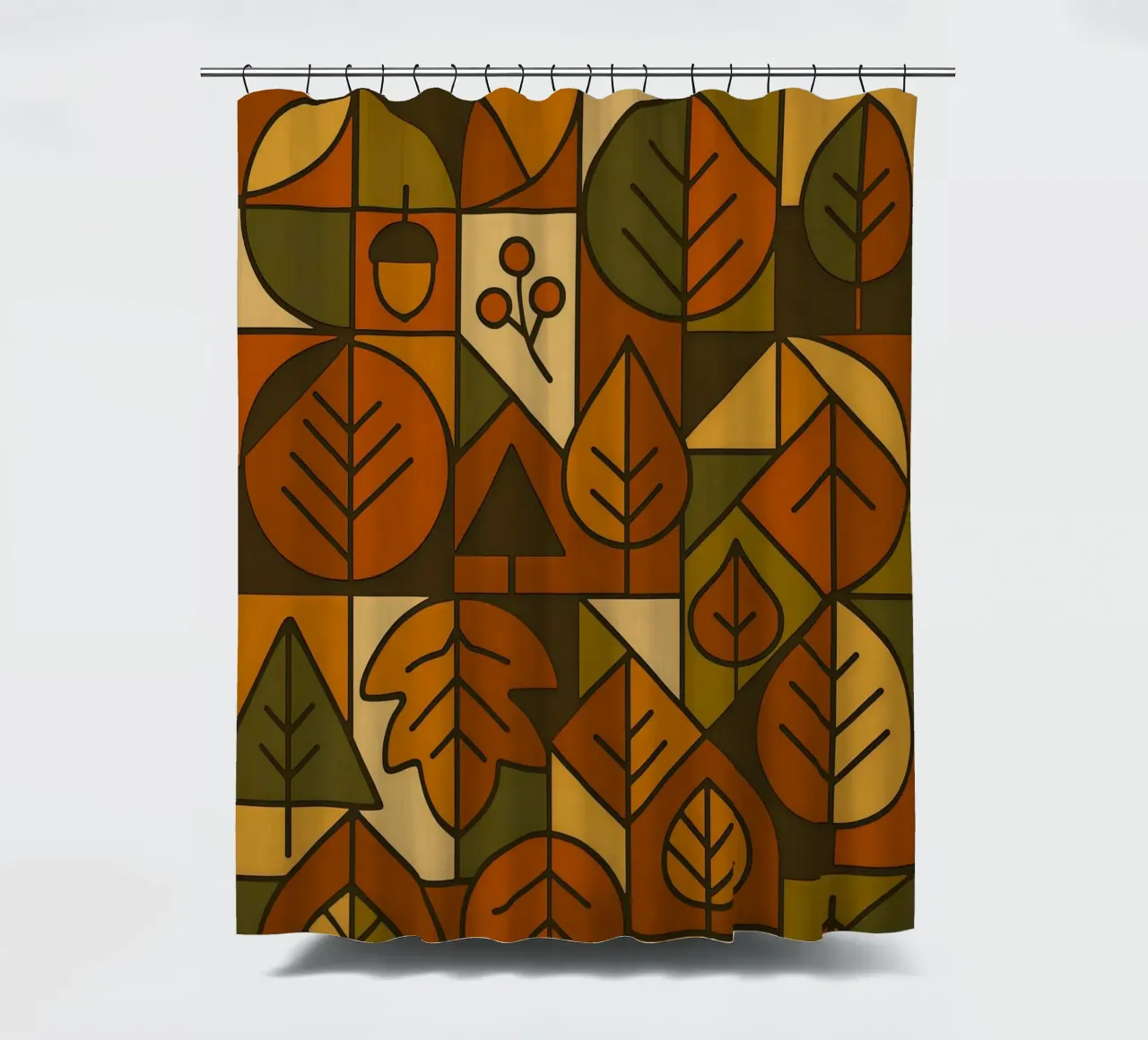 Autumn Motifs With Abstract And Minimalist Geometry shower curtain by ARTOMATIC