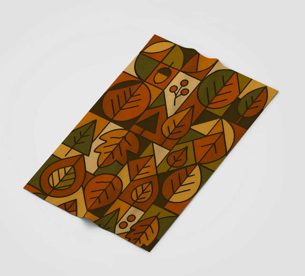 Autumn Motifs With Abstract And Minimalist Geometry fleece blanket by ARTOMATIC