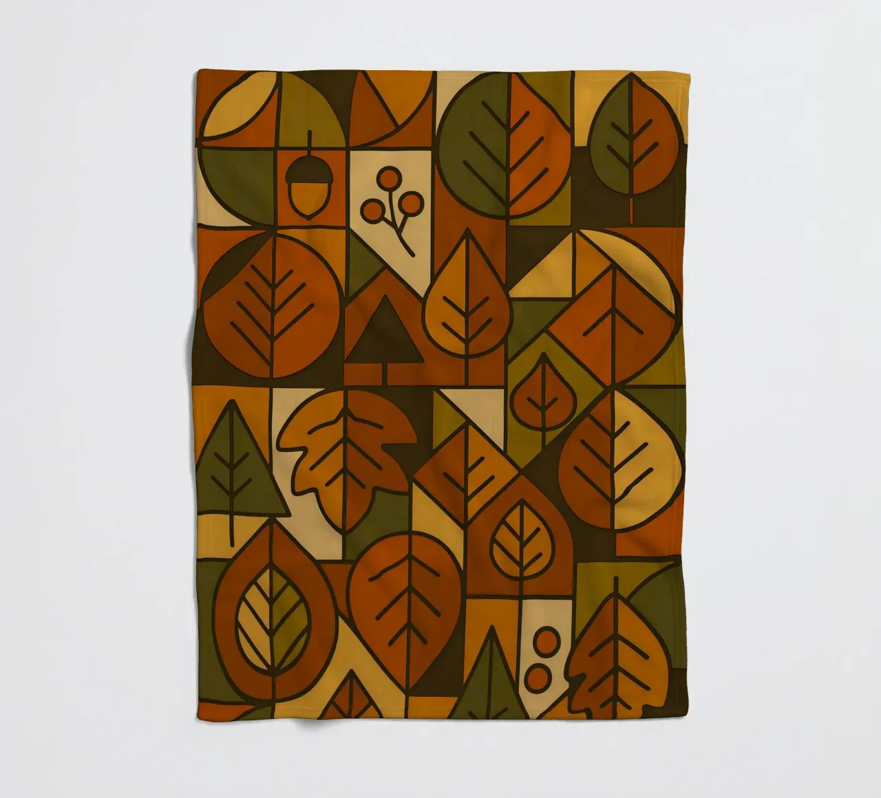 Autumn Motifs With Abstract And Minimalist Geometry fleece blanket by ARTOMATIC
