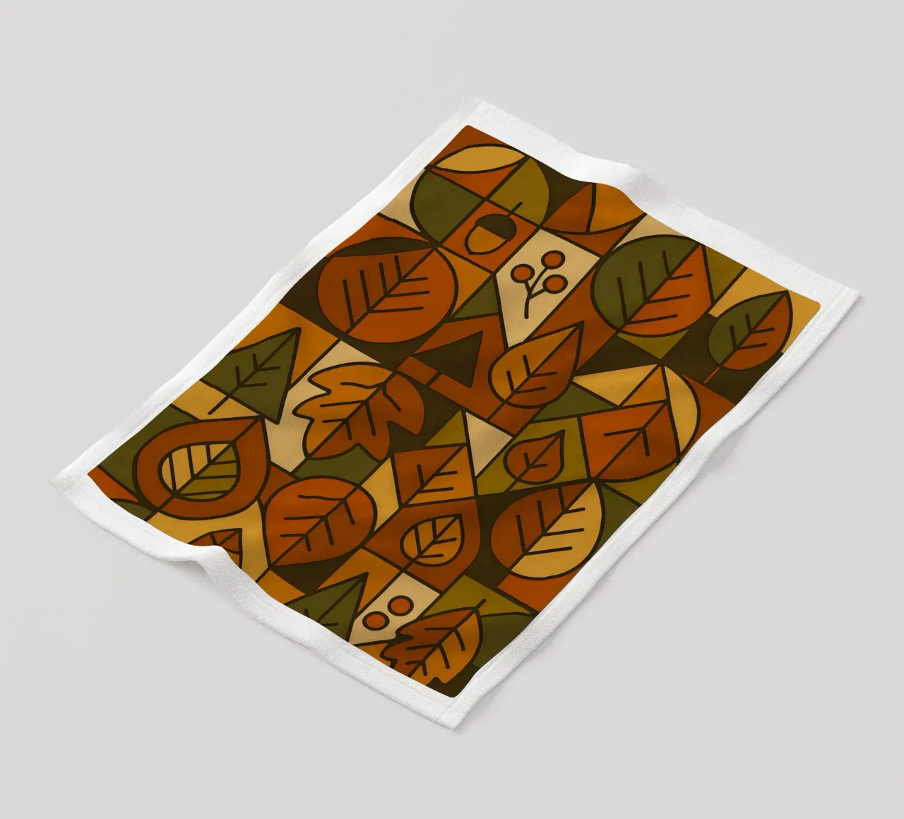 Autumn Motifs With Abstract And Minimalist Geometry fleece blanket by ARTOMATIC