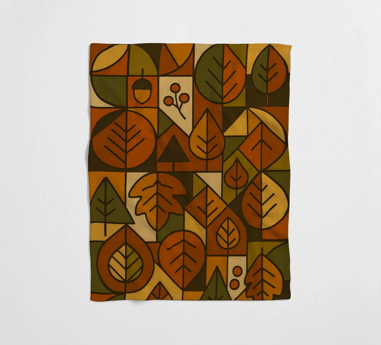 Autumn Motifs With Abstract And Minimalist Geometry fleece blanket by ARTOMATIC
