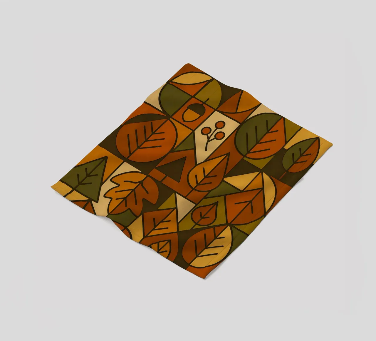 Autumn Motifs With Abstract And Minimalist Geometry fleece blanket by ARTOMATIC